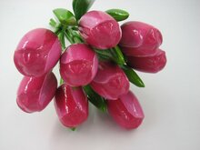 Tulp hout op steel roze-wit