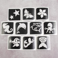 Grimas Sjablonen - Glittertattoo - Aqua - 10 stuks