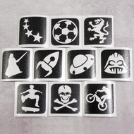 Grimas Sjablonen - Glittertattoo - Sport/Space - 10 stuks