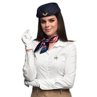 Stewardess Set - Piloten Set - Pet - Sjaal - Handschoenen - Broche