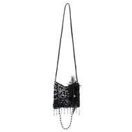 Charleston Handtas Flapper - Zwart met Zwarte Veer - Jaren 20