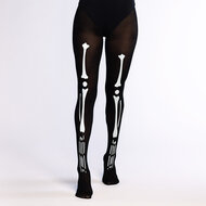 Panty bedrukt skelet met botten zwart one size