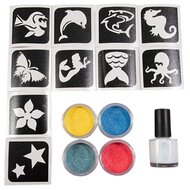 Grimas Set Voor Glittertattoo Aqua