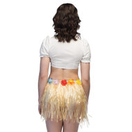 Hawaii rokje naturel kleur met bloemenrand