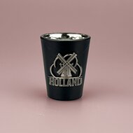 Shotglas - Holland Molen Metaal - Zwart-Zilver