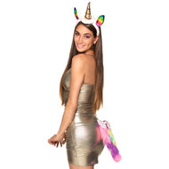 Eenhoorn Set 2-delig - Pluche Dierenset - Diadeem en Staart