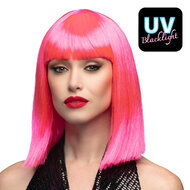 Dames Pruik Dance Neon Roze
