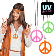 Peace ketting plastic aan koord