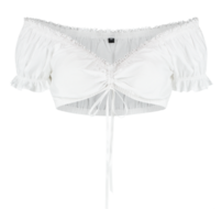 Dirndl Blouse - Carmenblouse Wit - Met Fijn Kant - Dames