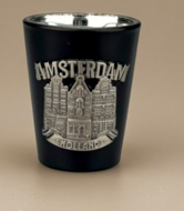 Shotglas - Amsterdam Grachtenhuisjes Metaal - Zwart-Zilver