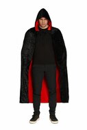 Halloween Cape - Capuchon - Zwart-Rood - Volwassenen