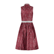 Dirndl Jurkje - Jacquard met Parel Schort - Donkerrood-Grijs - Dames