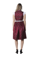 Dirndl Jurkje - Jacquard met Parel Schort - Donkerrood-Grijs - Dames