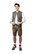 Oktoberfest Traditioneel Vest - Herenvest Jacquardpatroon - Groen-Beige
