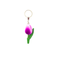Sleutelhanger tulp paars/wit