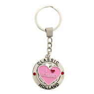 Sleutelhanger mono spinning i love Holland hart roze