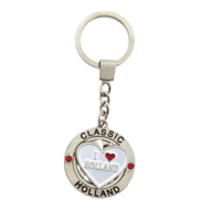 Sleutelhanger mono spinning i love Holland hart wit