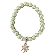Oktoberfest Armband - Groene Parels en Edelweiss