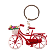 Sleutelhanger Fiets rood met tulpen Holland
