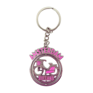 Sleutelhanger mono spinning Amsterdam fiets roze