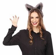 Weerwolf Oren - Haarband Grijs Oren - Pluche Diadeem Dieren