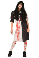 Horror Clown Jurk - Zwart-Wit - Bloedspetters Halloween - Dames