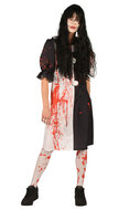 Horror Clown Jurk - Zwart-Wit - Bloedspetters Halloween - Dames