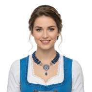 Oktoberfest - Dirndl Ketting - Blauwe Parel met Bloem