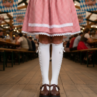 Oktoberfest - Kniekousen Dames Met Strik Wit