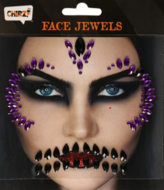 Gezicht Steentjes - Gezichtsjuwelen - Halloween - Zwart-Paars