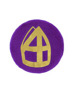 Pieten Button Met Mijter - Baretspeld - Paars