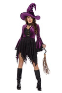Heksenjurk Velvet Luxe Paars - Halloween Kostuum - Dames