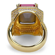Sinterklaas Ring Luxe - Rechthoek met Diamanten - Goud-Rood