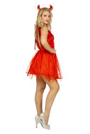 Duivel Jurk Rood - Vleugels en Tiara - Halloween - Vrouwen