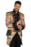 Thetru Carnavalsjas Heren - Color Birds - Disco Epauletten Jas