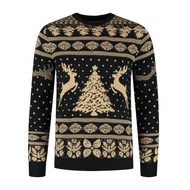 Foute Kersttrui - Jumping Reindeer - Zwart - Volwassenen