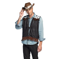 Cowboy Vest Zwart- Western Met Koeienprint - Volwassenen