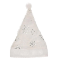 Kerstmuts Fluffy - Sneeuwvlokken - Wit en Zilver
