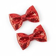 Haarclips Strik Kerst - Pailletten - Rood