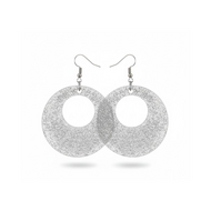 Oorbellen Rond Zilver Glitter