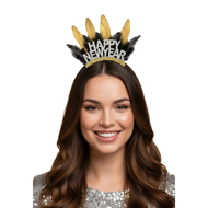 Happy New Year Diadeem - Veren - Zwart - Goud