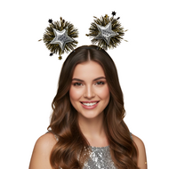 Happy New Year Diadeem - Sterren - Zwart - Goud