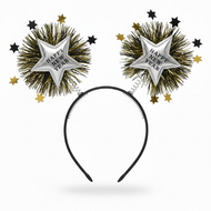 Happy New Year Diadeem - Sterren - Zwart - Goud