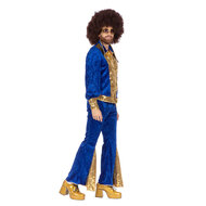 Glitter Disco Kostuum - Blauw-Goud  - Heren