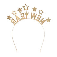 Metalen Diadeem - Happy New Year - Goud-Zwart