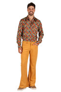 Hippie Flared Ribcord Broek Okergeel - Flower Power Jaren 60 &amp; 70 - Heren