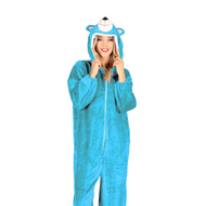 Onesie Dierenkostuum - Beer Candy Pluche  - Neon Blauw - Volwassenen