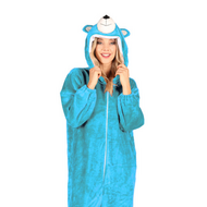 Onesie Dierenkostuum - Beer Candy Pluche  - Neon Blauw - Volwassenen
