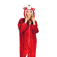 Onesie Dierenkostuum - Beer Candy Pluche  - Neon Rood - Volwassenen