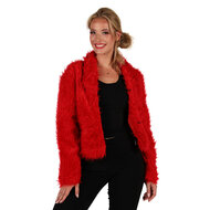 Bontjasje Rood - Zachte Pluche Jas - Dames